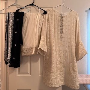 Beige Kurta shalwar with Navy dupatta (size L)